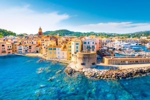 View of the city of Saint-Tropez, Provence, Cote d'Azur, a popular destination for travel in Europe. High quality photo