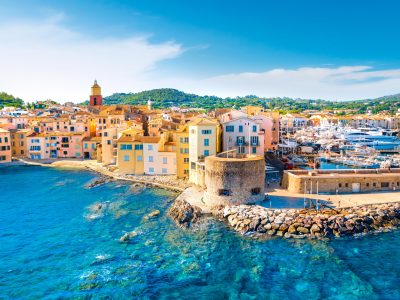 View of the city of Saint-Tropez, Provence, Cote d'Azur, a popular destination for travel in Europe. High quality photo