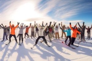Travel sport winter people snow mountain group season vacation lifestyle