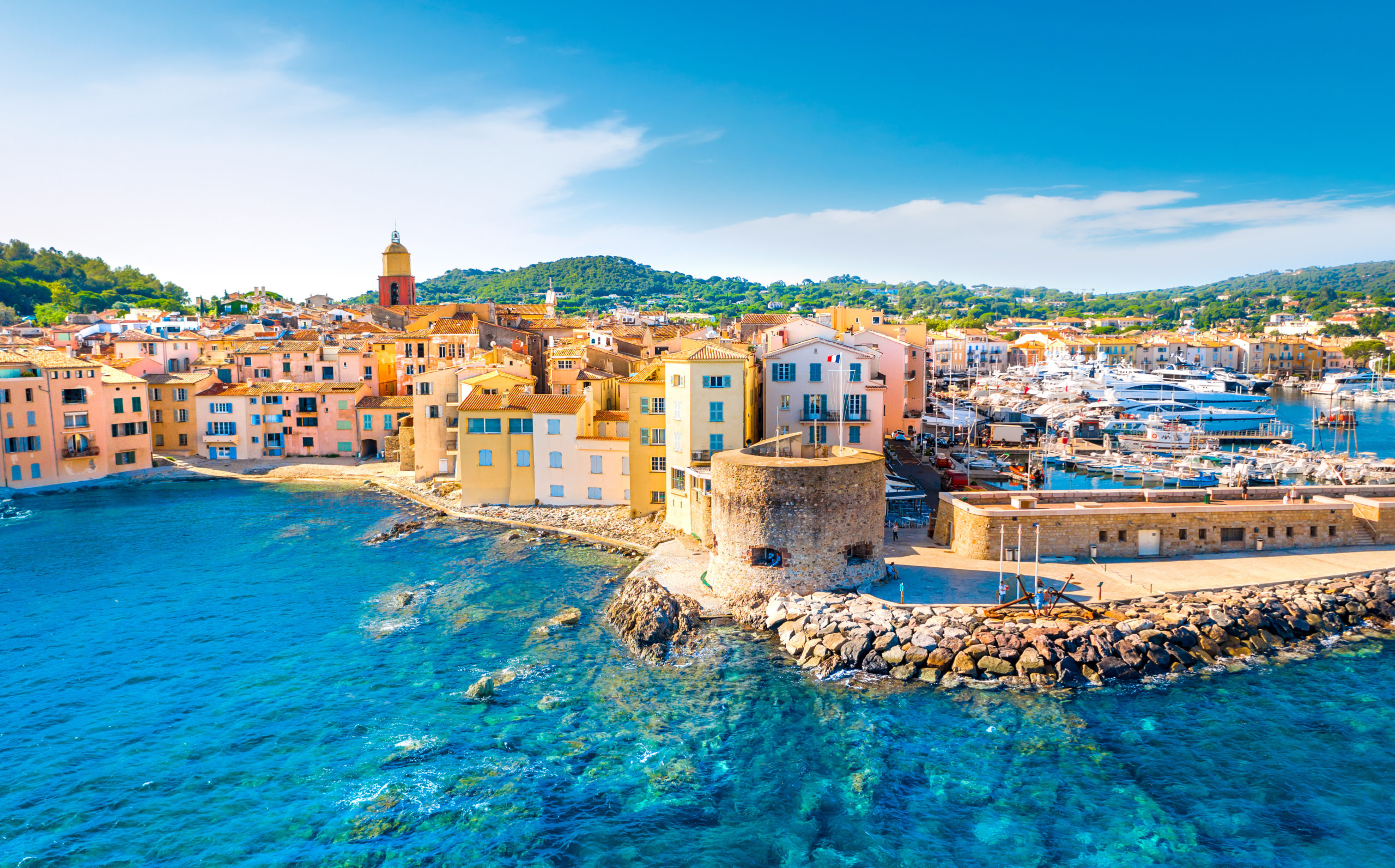 View of the city of Saint-Tropez, Provence, Cote d'Azur, a popular destination for travel in Europe. High quality photo